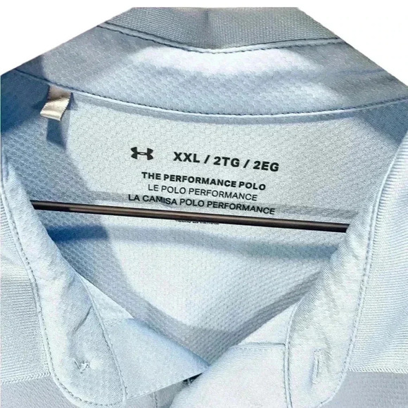 Under Armour Golf The Performance Polo Shirt Light Blue Sz 2XL Short Sleeve - Picture 4 of 5